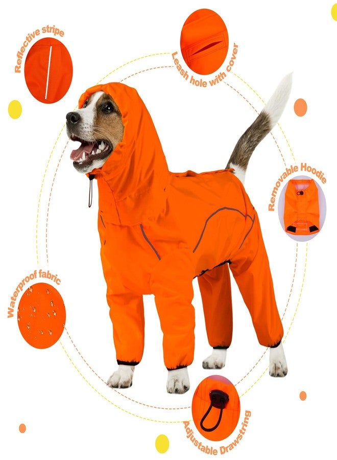 ADNIKIA Dog Raincoat, Waterproof Dog Rain Jacket with Removable Hood，Adjustable 4 Legs Pet Poncho with Leash Hole，Reflective Stripe Hooded Snowproof Windproof Clothes for Small to 3X-Large Dogs, 2XL - Image 2